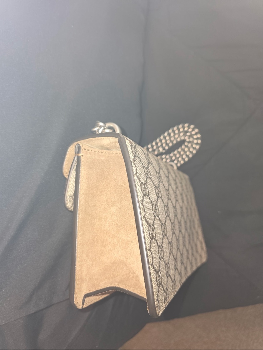 AUTHENTIC Gucci Dionysus Small beige GG Supreme shoulder bag with silver chain - Picture 5 of 8